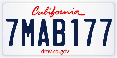 CA license plate 7MAB177