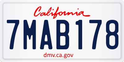CA license plate 7MAB178