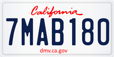 CA license plate 7MAB180