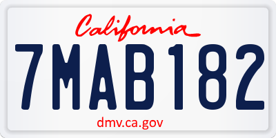 CA license plate 7MAB182