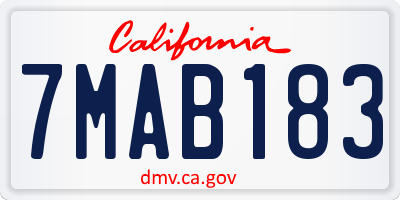 CA license plate 7MAB183