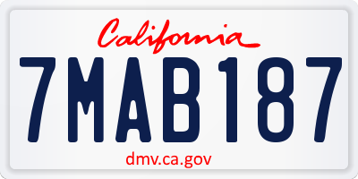 CA license plate 7MAB187