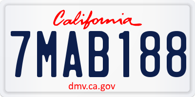 CA license plate 7MAB188