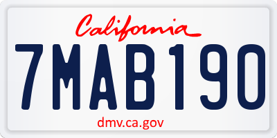 CA license plate 7MAB190