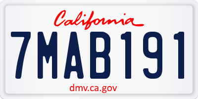 CA license plate 7MAB191
