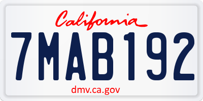 CA license plate 7MAB192