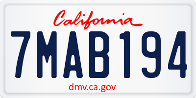 CA license plate 7MAB194