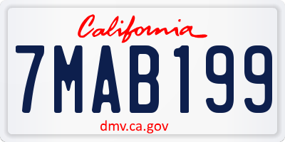 CA license plate 7MAB199