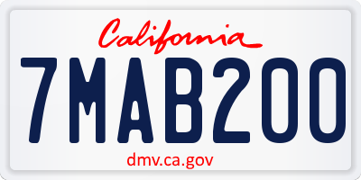 CA license plate 7MAB200