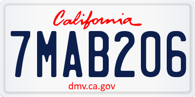 CA license plate 7MAB206