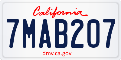 CA license plate 7MAB207