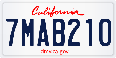 CA license plate 7MAB210