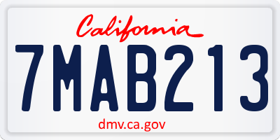CA license plate 7MAB213