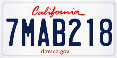 CA license plate 7MAB218