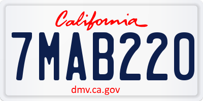 CA license plate 7MAB220