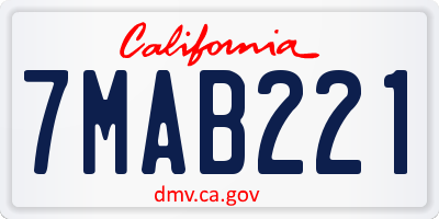 CA license plate 7MAB221
