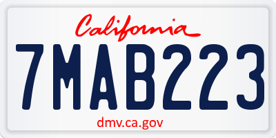 CA license plate 7MAB223