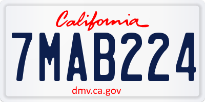 CA license plate 7MAB224