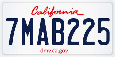 CA license plate 7MAB225