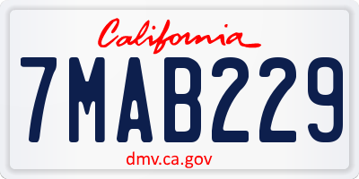 CA license plate 7MAB229