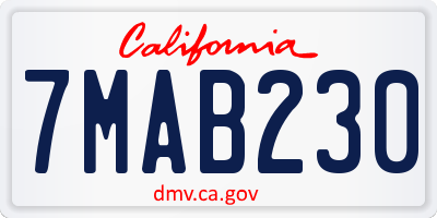 CA license plate 7MAB230