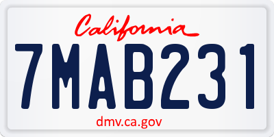 CA license plate 7MAB231