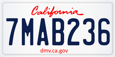 CA license plate 7MAB236