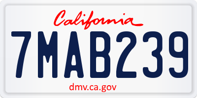 CA license plate 7MAB239