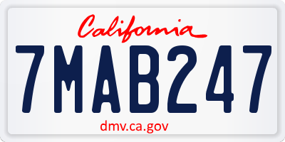 CA license plate 7MAB247