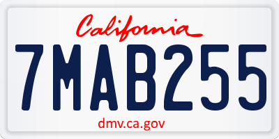 CA license plate 7MAB255