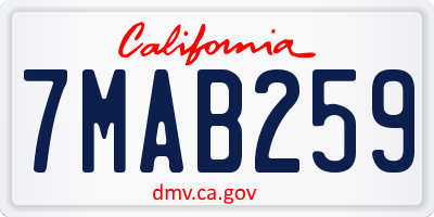 CA license plate 7MAB259
