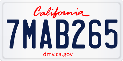 CA license plate 7MAB265