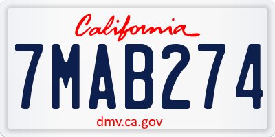 CA license plate 7MAB274