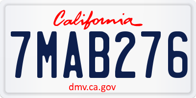 CA license plate 7MAB276