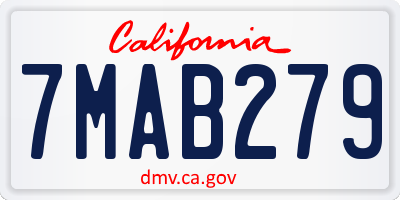 CA license plate 7MAB279