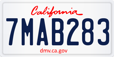 CA license plate 7MAB283