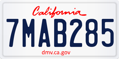 CA license plate 7MAB285