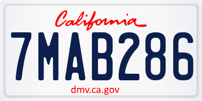 CA license plate 7MAB286