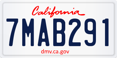 CA license plate 7MAB291