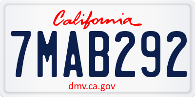 CA license plate 7MAB292