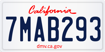 CA license plate 7MAB293