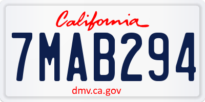 CA license plate 7MAB294