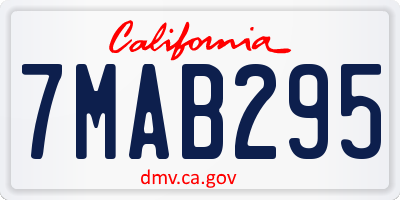 CA license plate 7MAB295