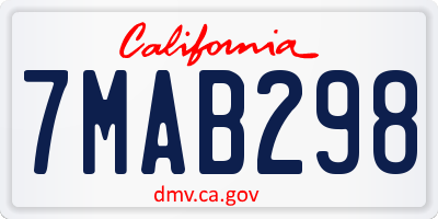CA license plate 7MAB298
