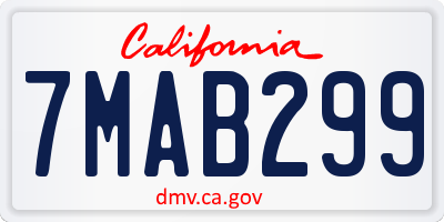 CA license plate 7MAB299