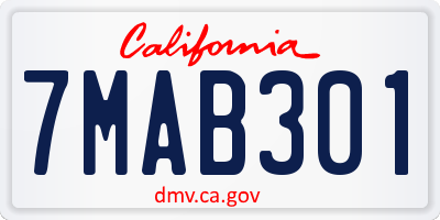 CA license plate 7MAB301