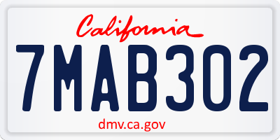 CA license plate 7MAB302
