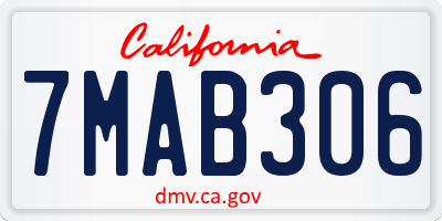 CA license plate 7MAB306