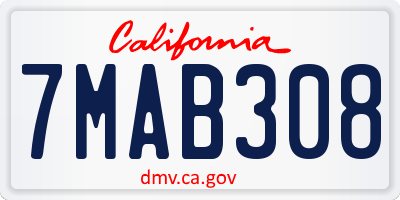 CA license plate 7MAB308