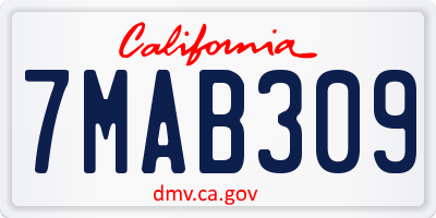 CA license plate 7MAB309